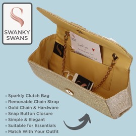 SwankySwans Women's Julie Clutch Bag, Gold