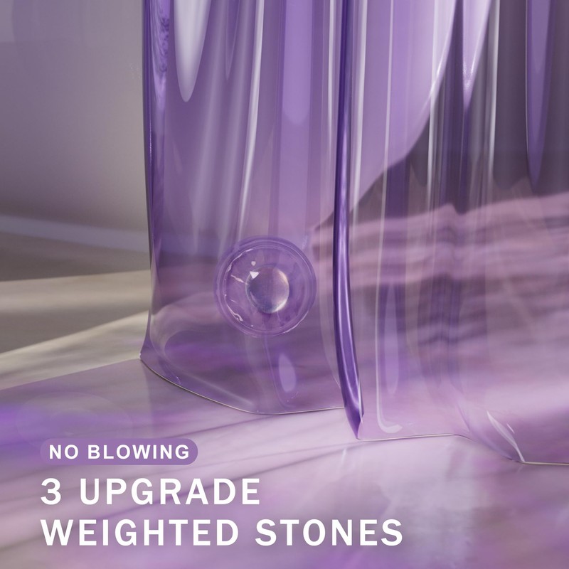 AmazerBath Purple Shower Curtain Liner Luxury, EVA Soft Clear Heavy