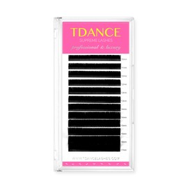 TDANCE Classic Volume Lash Extensions, Matte Black Eyelash Extensions 0.03-0.18mm Thickness C/CC/D Curl Lash Extension Professional Salon Use(0.07-D,10-17mm)