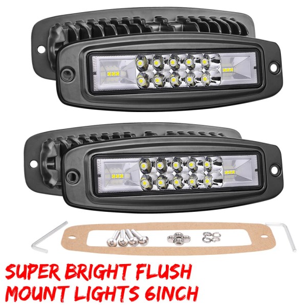 Unbranded 4x 7inch 96W Flush Mount LED Work Light bar