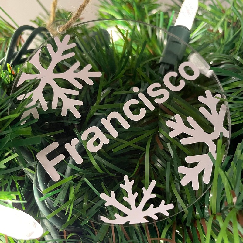 Pack Esferas Navideñas Personalizadas con Nombre Acrílico Transparente Adornos Navideños