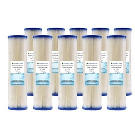 Standard Pleated Sediment Water Filter 10" 20 Micron 10" x 2.5" Washable Filter to Extend Life Fits 10" Standard Housing (Pack of 10)