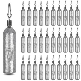 Drop Shot Fishing Weights Sinkers Pencil Weights No Snag Drop Shot Rig Skinny Sinkers with Barrel Swivels Fising Sinkers for Bass Saltwater Freshwater Fishing 1/4oz 30pcs