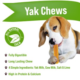 Buck Bone Organics Yak Cheese Chews for Dogs, All Natural Himalayan Yak Chew, Long Lasting Pet Treats, Odor Free, with Limited Ingredients (1 Medium Stick)…