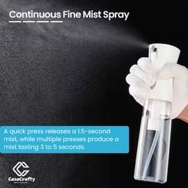 Casacrafty Premium Spray Bottle for Hair, Plants, Skincare, Face, Cleaning & Pets (300ml/10.14oz) | BPA-Free, Leak-Proof, Continuous 360° Water Mist, Durable PET Plastic | Salon & Home Use