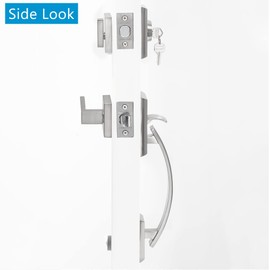 NeuType Front Door Lock Set Door Handle Sets Entry Door Locksets with Deadbolt Single Cylinder HandleSet with Circle Handle Lower Half Grip, Black