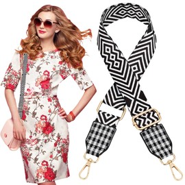 Traziewell Hand Bag Strap Black Replacement Straps for Bags Handbag Accessories Decoration Wide Bag Strap for Handbags with Check Pattern JD001316