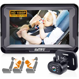 AMTIFO Baby Car Camera Easy Install: Clear Night Vision 2Mins Plug-Play Backseat Camera 360 Rotation Rear Facing Car Baby Monitor with Camera