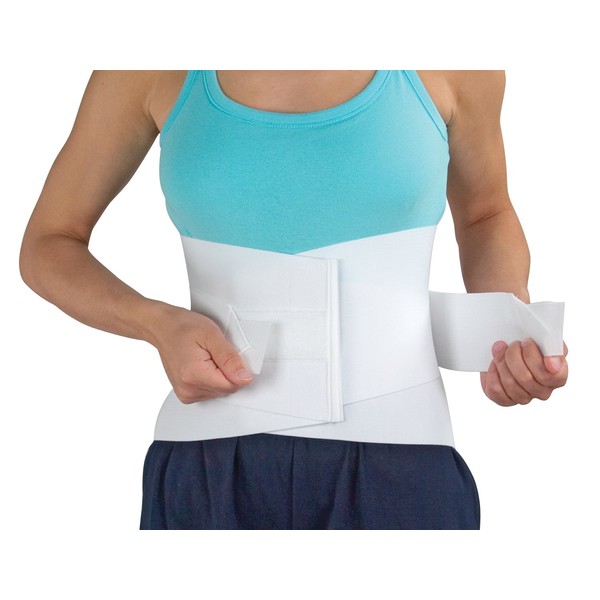 DMI Adjustable Lumbar Support Back Brace with Rigid Steel Stays, Fits 34 to 48, White