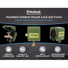 Fozlock Outdoor Faucet Lock System - Insulated Water Spigot Lock and Garden Hose Bib Lock with Cover, Stainless Steel - Prevent Water Theft and Stop Unauthorized Water Use, Easy Installation