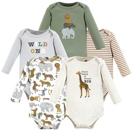Hudson Baby Unisex Baby Cotton Long-Sleeve Bodysuits, Rustic Safari, 18-24 Months