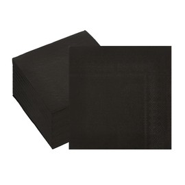 Ottin Solid Black Paper Dinner Napkins 6.5'' Disposable Luncheon Napkins 50 Count for Birthday Wedding Party Everyday Lunch Dinner Event Christmas