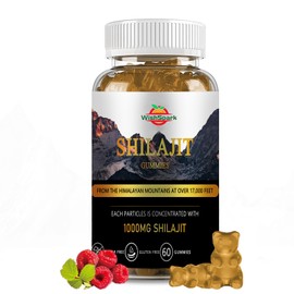 Shilajit Gummies for Men & Women - Pure Himalayan Shilajit Gummies 1200mg with Chaga, Vitamin D3,Black Pepper& Fulvic Acid, 100% Natural, 60 ct