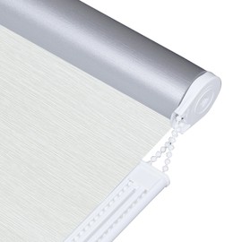 ALLBRIGHT Thermal Insulated Fabric 100% Blackout UV Protection Striped Jacquard Roller Shades for Windows,Easy to Install (LightGray, 46'')