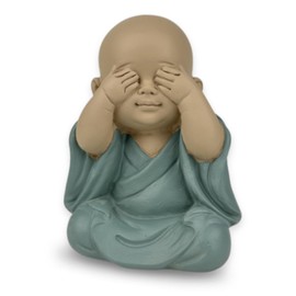 Zen'Light Statue Buddha Vue in Mythical Position - See Nothing - Baby Buddha Symbolically Recognized - Peaceful and Cheerful Mood - Zen Decoration - H 10.5 cm