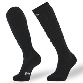 Tactia Football Scrunch Socks, Extra Long Padded Wicking Compression Ankle Arch Support, for Men Youth Boys (L, B)