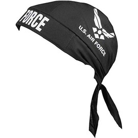 Air Force Du Rag Black Skull Cap Made in the USA Bandana Headwrap