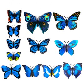 Tuparka 3D Butterfly Wall Stickers, Wall Tattoo Decoration for Walls and Balcony, 36 Pieces, blue