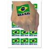 Brazil with Waving Flag Cute Temporary Tattoo Water Resistant Fake