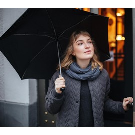 ISO TRADE 3406 Pocket Umbrella Open-Close 110 cm Mini Windproof Black, black