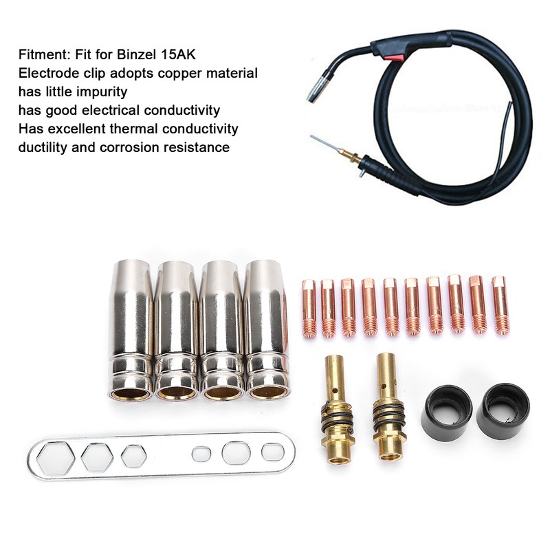 19Pcs Torch Welding Accessories Kit Nozzles Contact Tips for Binzel
