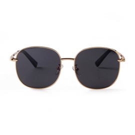 Laurinny Square Polarized Sunglasses for Women Men Classic Cute Big Frame Gold Shades, Gold/Grey, 138mm