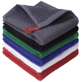 ZHAYAO 6 Pack 100% Cotton Wash Cloth, 12x12Inch Highly Absorbent and Soft Feel Fingertip Towels, Machine Washable Washcloths for Bathroom, Gym, Hotel, Spa and Kitchen, 6 Colors