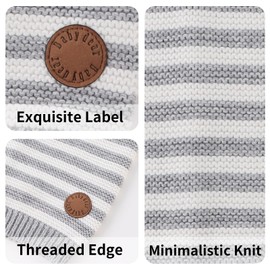 XIAOHAWANG Knitted Baby Boys Girls Scarf Warm Autumn Winter Toddler Scarves Cotton Kids Neck Warmer (Light Gray Stripe)