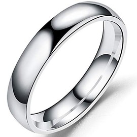 Jude Jewelers 4mm Stainless Steel Classical Simple Plain Dome Style Wedding Band Ring (Silver, 6)