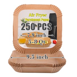 GOAUS Air Fryer Disposable Paper Liner Square Large 250 Pcs for 5 to 8 Qt Basket, 7.9 inch Unbleached Non-Stick Oil-Proof Parchment Paper