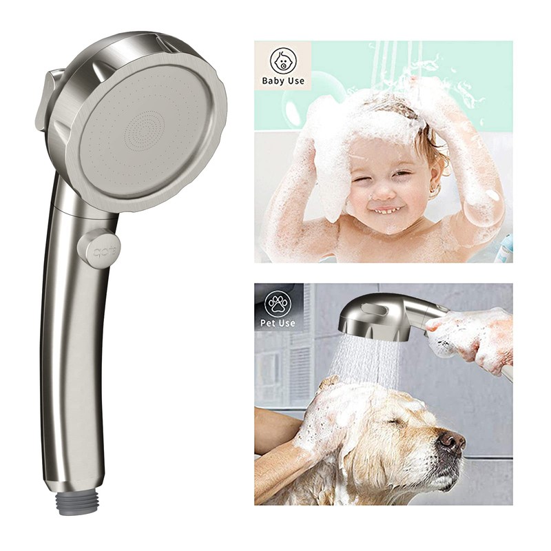 KAIYING Brushed Nickel High Pressure Handheld Shower Head with ON/OFF
