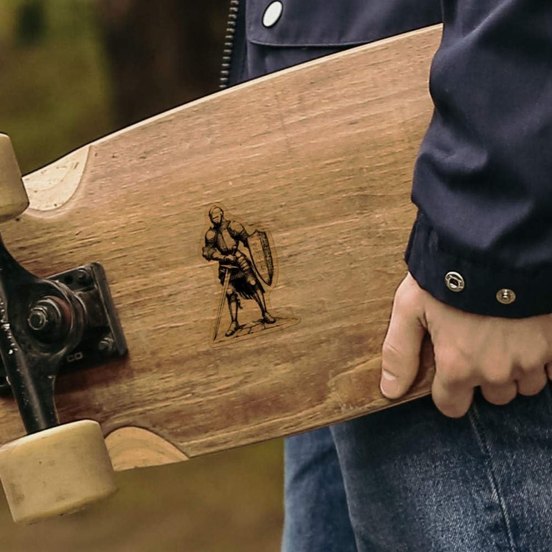 Medium 100mm 'Knight Standing ' Transparent/Clear Sticker Decal for Windows/Cars/Walls