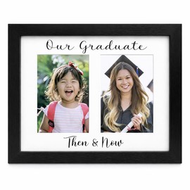 Modern Mama Memories Graduation Picture Frame Pre-K to 12th Grade | Then and Now Double 4x6 Photo Display with Real Glass | School Years Memory Frame | Grad Party Gift