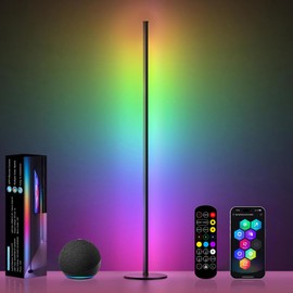 RGB IC Corner Floor Lamp, Smart Corner Lamp Work with Alexa, APP & Remote Control with Music Sync, Color Changing Ambient Lighting with Timing, RGBWW IC Floor Lamp for Living Room Bedroom Gaming