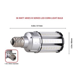 RuggedGrade Aries III 36W LED Corn Bulb | 4,900 Lumens | 5700K Daylight | E39 Base | Dimmable with Built-in 4KV Surge Protection | Indoor/Outdoor Retrofit Light | DLC 5.1 Premium