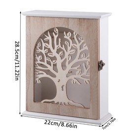 Rongxze Wooden Key Cabinet, Tree of Life Key Box with Key Hook, Vintage Decor Key Cabinet, Wooden Key Holder, Key Rack for Entrance, Hallway, Office Key Holder