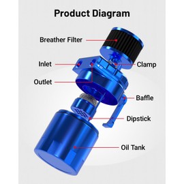 EVIL ENERGY Oil Catch Can, 300ML Baffled Oil Can with Breather Filter, Universal Aluminum Air Oil Separator Breather Tank with 3/8" ID 5FT NBR Fuel Hose Kit