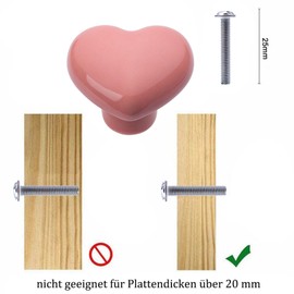 NAKUPENDA Pack of 6 Furniture Knobs Heart Shape Ceramic Cabinet Drawer Knobs Ceramic Heart Shape Handles with Screws for Children's Room Kitchen Cupboards Bookshelf (Red)