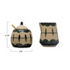 Creative Co-Op Stoneware Pot with Painted Designs and Bamboo Spoon,