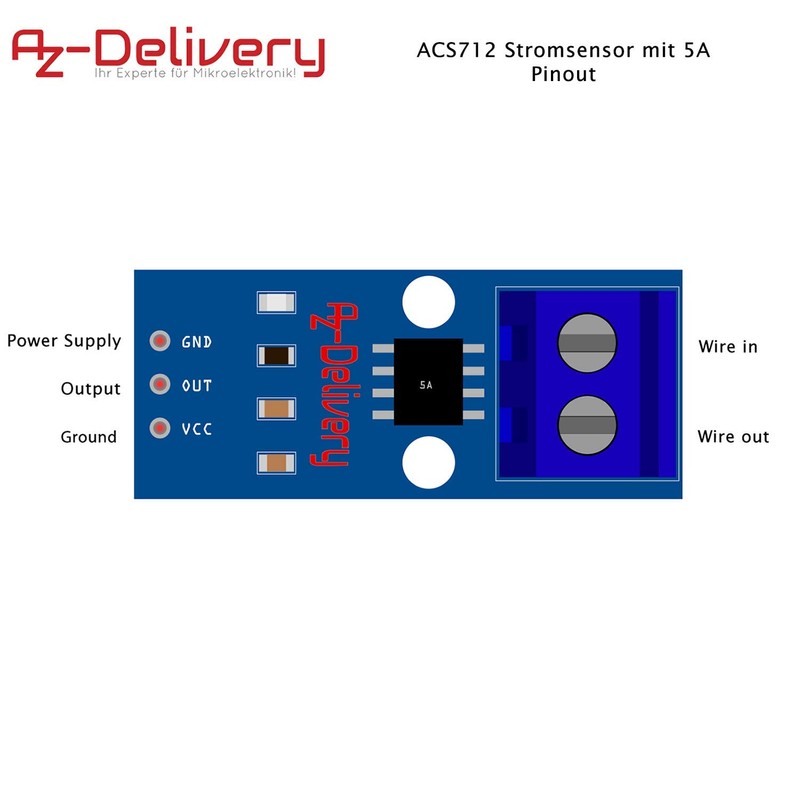 AZDelivery ⭐⭐⭐⭐⭐ ACS712 5A Range Current Sensor Measuring Module for