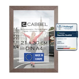 CABBEL Single (Pack of 1) Picture Frame, DIN A4, 21 x 30 cm, MDF Wood Frame in Dark Oak, with Shatterproof Plexiglass, Modern