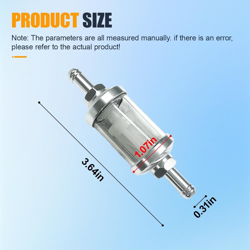 2PCS 5/16" Car Fuel Filter (Silver)