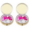 Set of 2 Circular Embossed Triple-Compartment Pocket Purse Pill Box