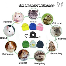 HAICHEN TEC Rabbit Backpack for Squrriel Guinea Pig Harness Leash Set Small Pet Apparel Accessories Handmade Photo Party Back to School Supplies for Ferrets Rat Hamster (Pink)
