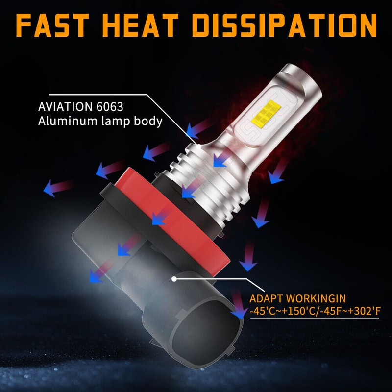 AUIMSOCO H11 LED LightBulb Bulbs DC9-32V 35W 5500LM 6000K Cool