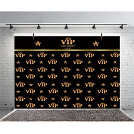 AOFOTO 10x7ft VIP Backdrop Red Carpet Party Decorations Photography Backdrops Black Gold Movie Theme VIP Star Stage Background Celebrity Prom Film Premiere Award Ceremony Birthday Photo Studio Props