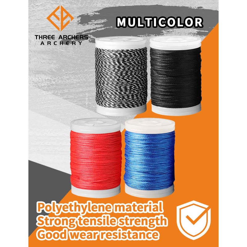 THREE ARCHERS Archery Bow String serving Thread (Black & White)