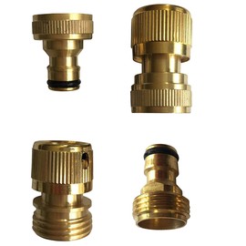 Garden Hose Quick Connect Fittings Leak Proof Rustproof Garden Hose Connector Set by gardenia Home & Garden (Tap to Hose & Hose to Nozzle Set 8pcs, Brass)