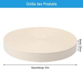 APOMOONS 50 m Cotton Bias Binding Tape, 25 mm Wide, Seam Tape, Fabric Tape, Twill Tape, Webbing Cotton, Hem Tape for Sewing, Woven Tape, Edging Tape for Sewing, for Crafts, Knitting, Dressmaking