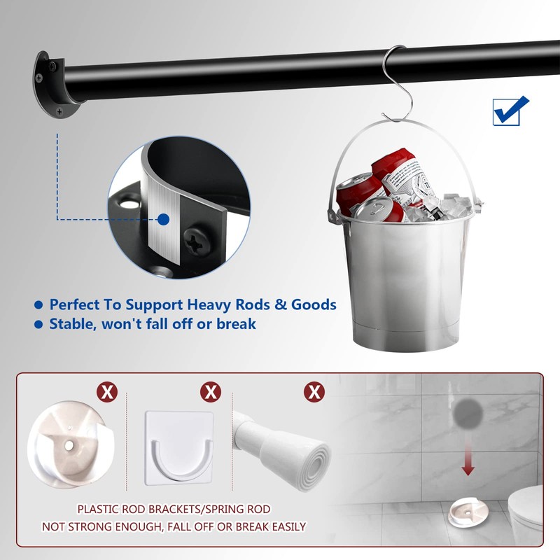 6 Pack Closet Rod Bracket, Heavy Duty Closet Rod Support